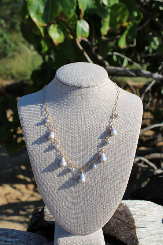 Mini Cone x Akoya Pearl Charm Necklace