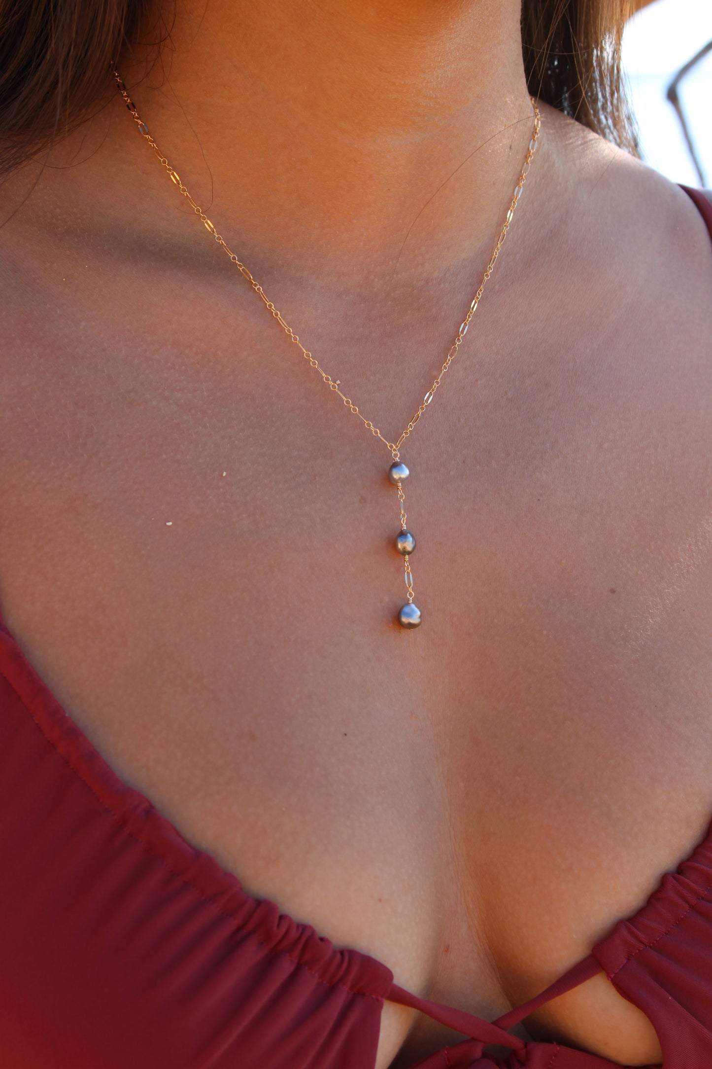 Tahitian Keshi Pearl Drop Necklace