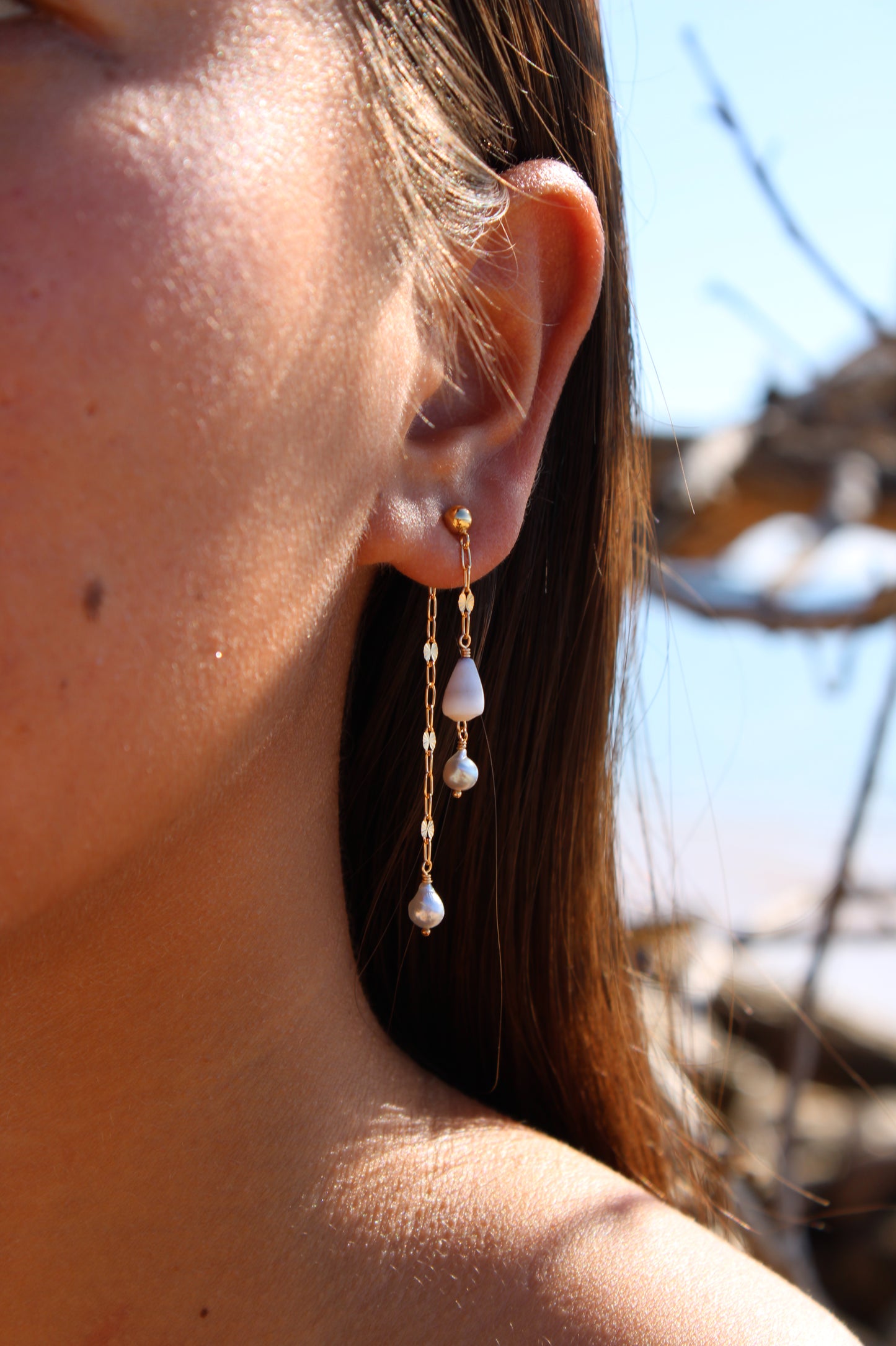 Mini Cone x Pearl Double-sided Earring