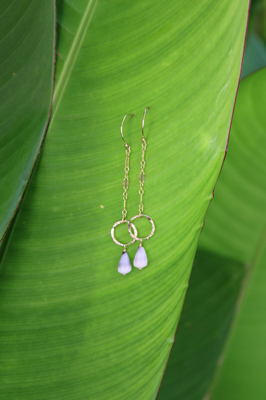 Ruffled Ring Cone Shell Drop Earrings