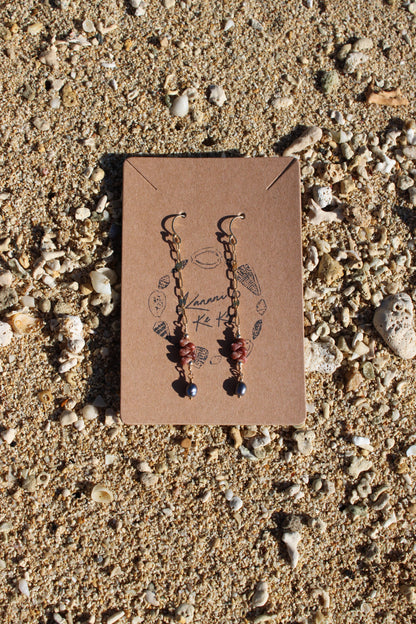 Dainty Kahelelani Earrings w/ Freshwater Pearls