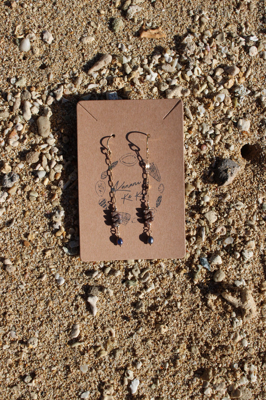 Dainty Kahelelani Earrings w/ Freshwater Pearls