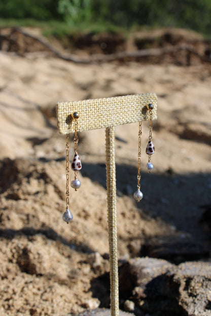 Mini Hebrew Cone x Akoya Pearl Double-sided Earrings