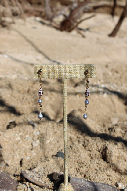 Mini Hebrew Cone x Akoya Pearl Double-sided Earrings