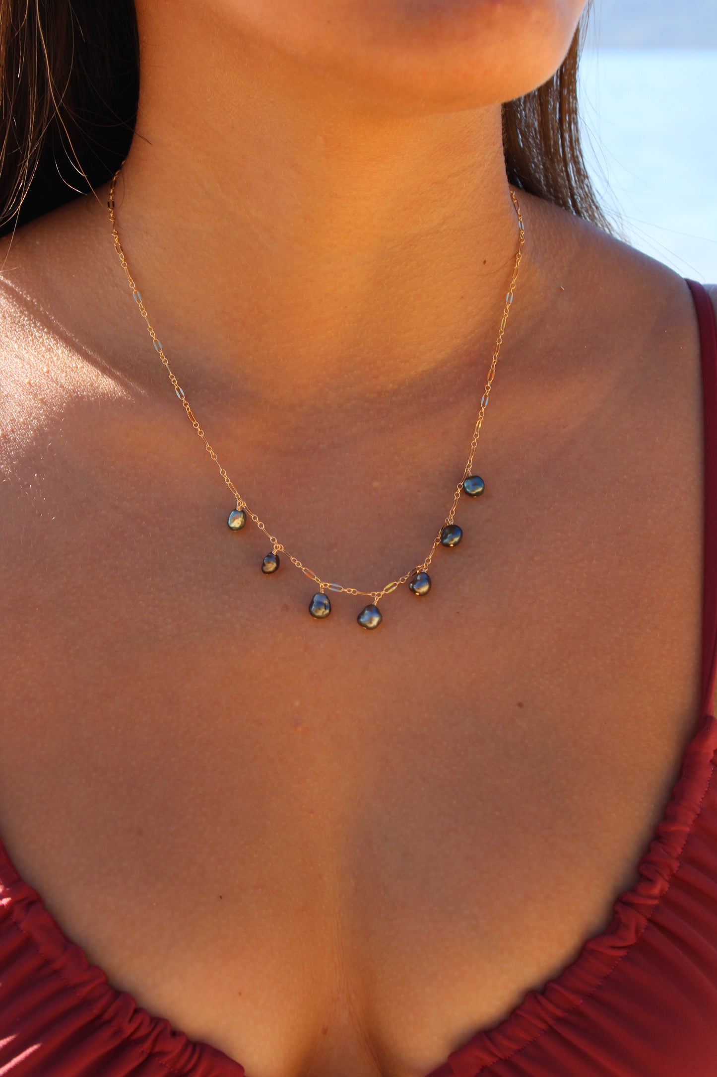 Seven Tahitian Keshi Pearl Necklace