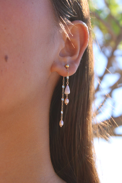 Mini Cone x Pearl Double-sided Earring