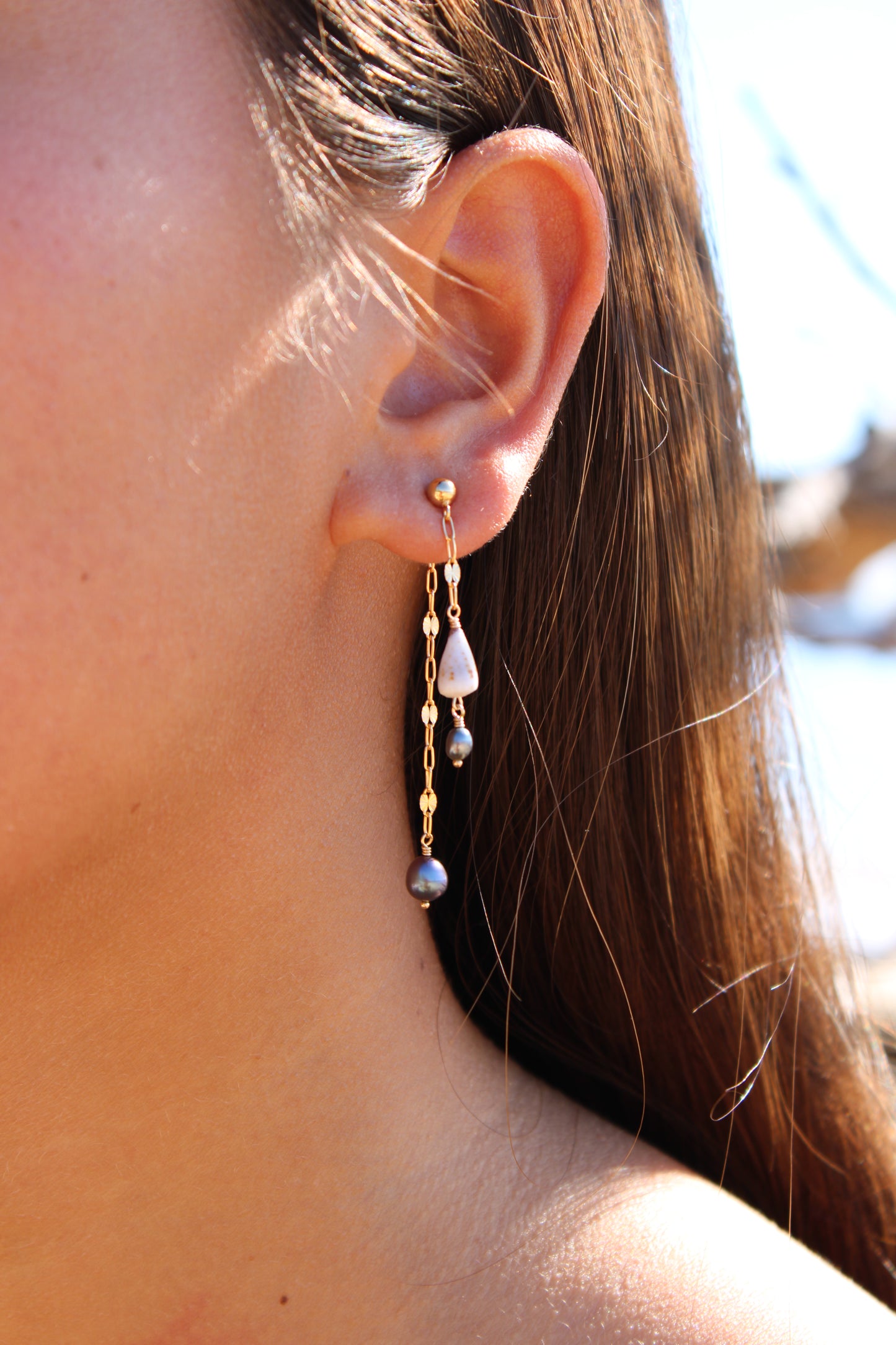 Mini Cone x Pearl Double-sided Earring