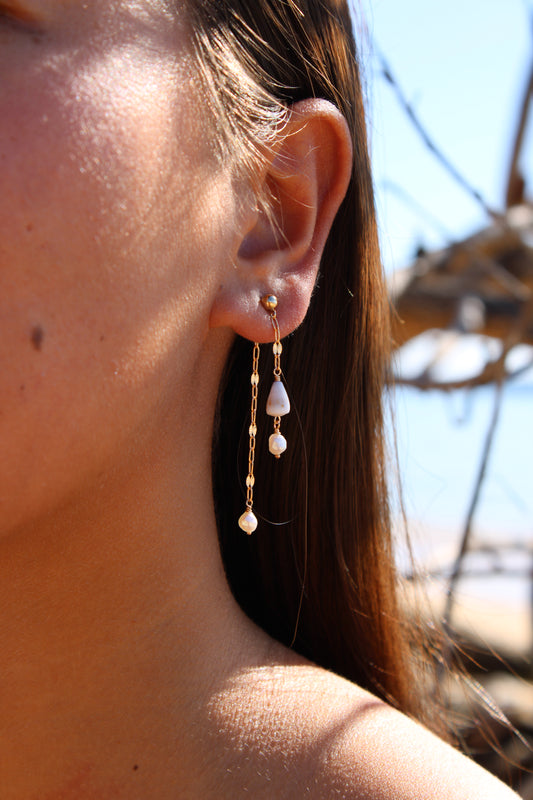 Mini Cone x Pearl Double-sided Earring