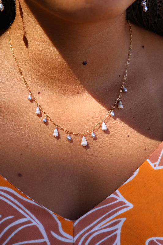 Mini Cone x Akoya Pearl Charm Necklace
