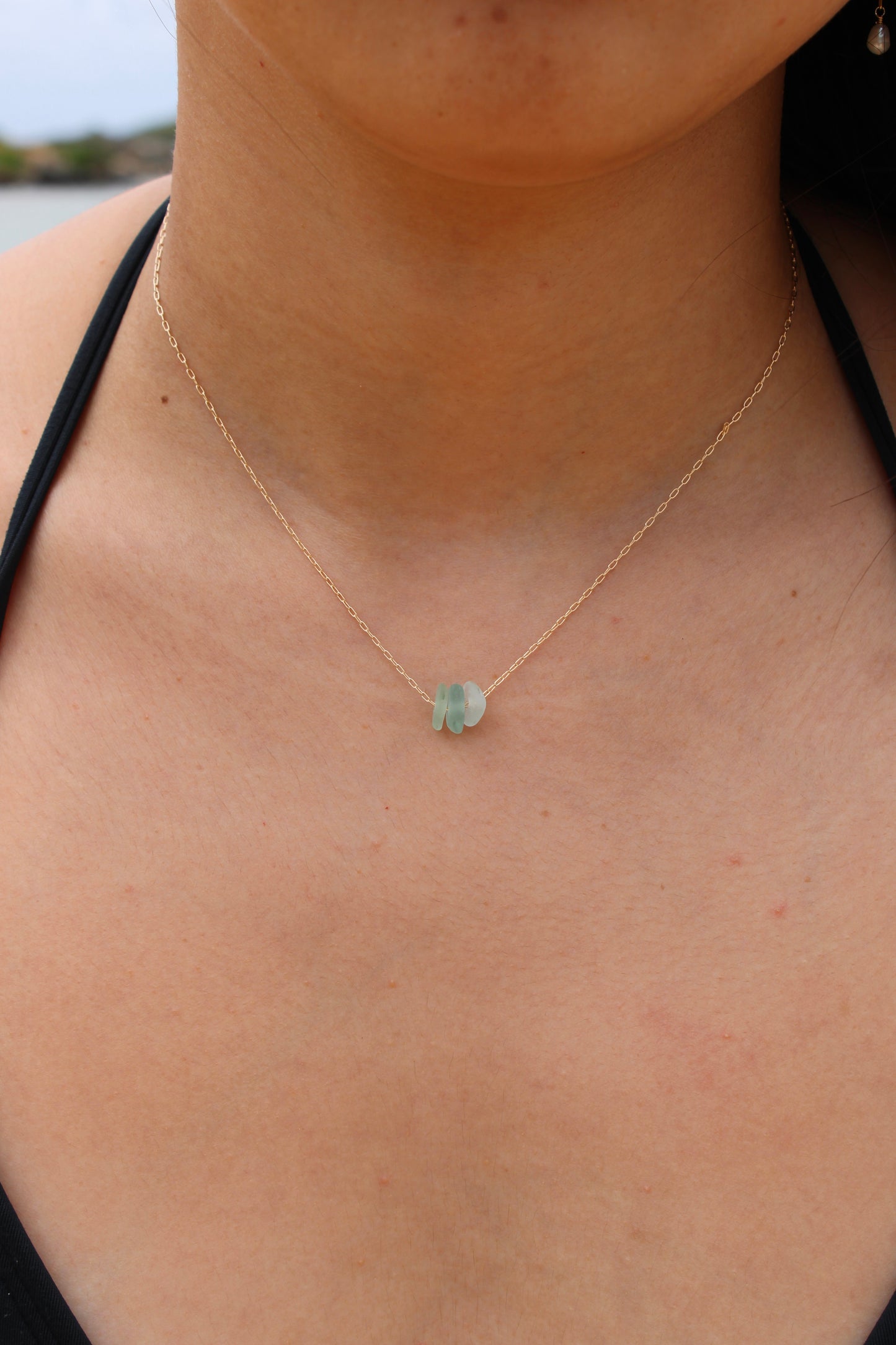 Dainty Sea Glass Floater Necklace