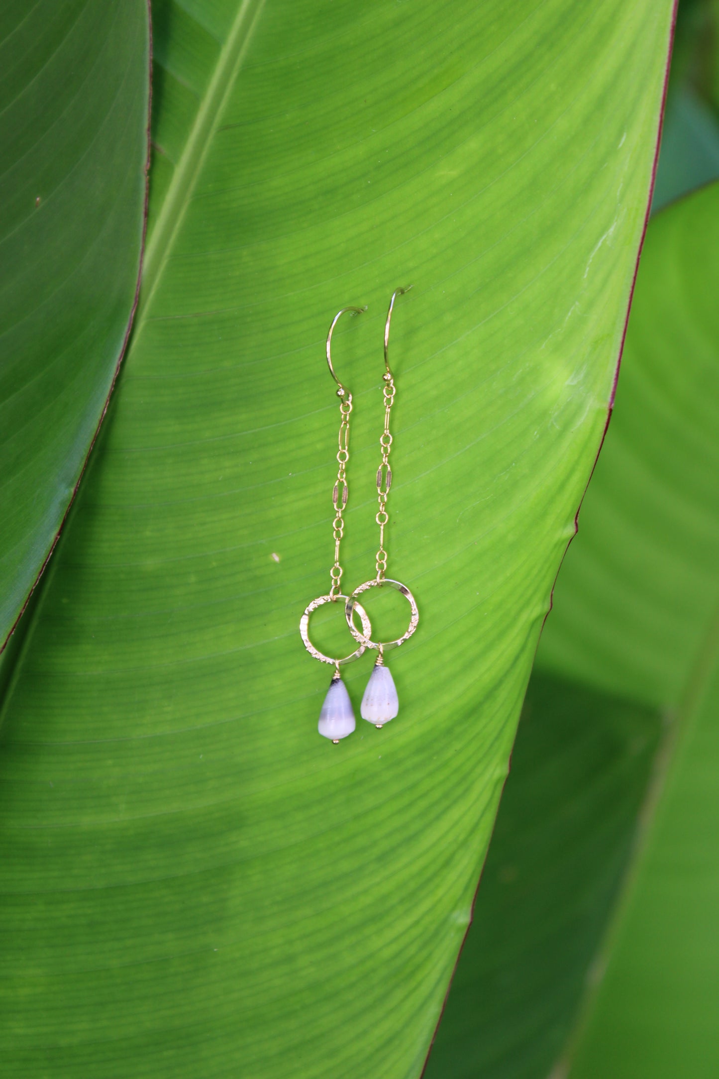 Ruffled Ring Cone Shell Drop Earrings