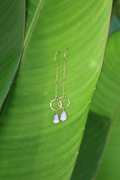 Ruffled Ring Cone Shell Drop Earrings