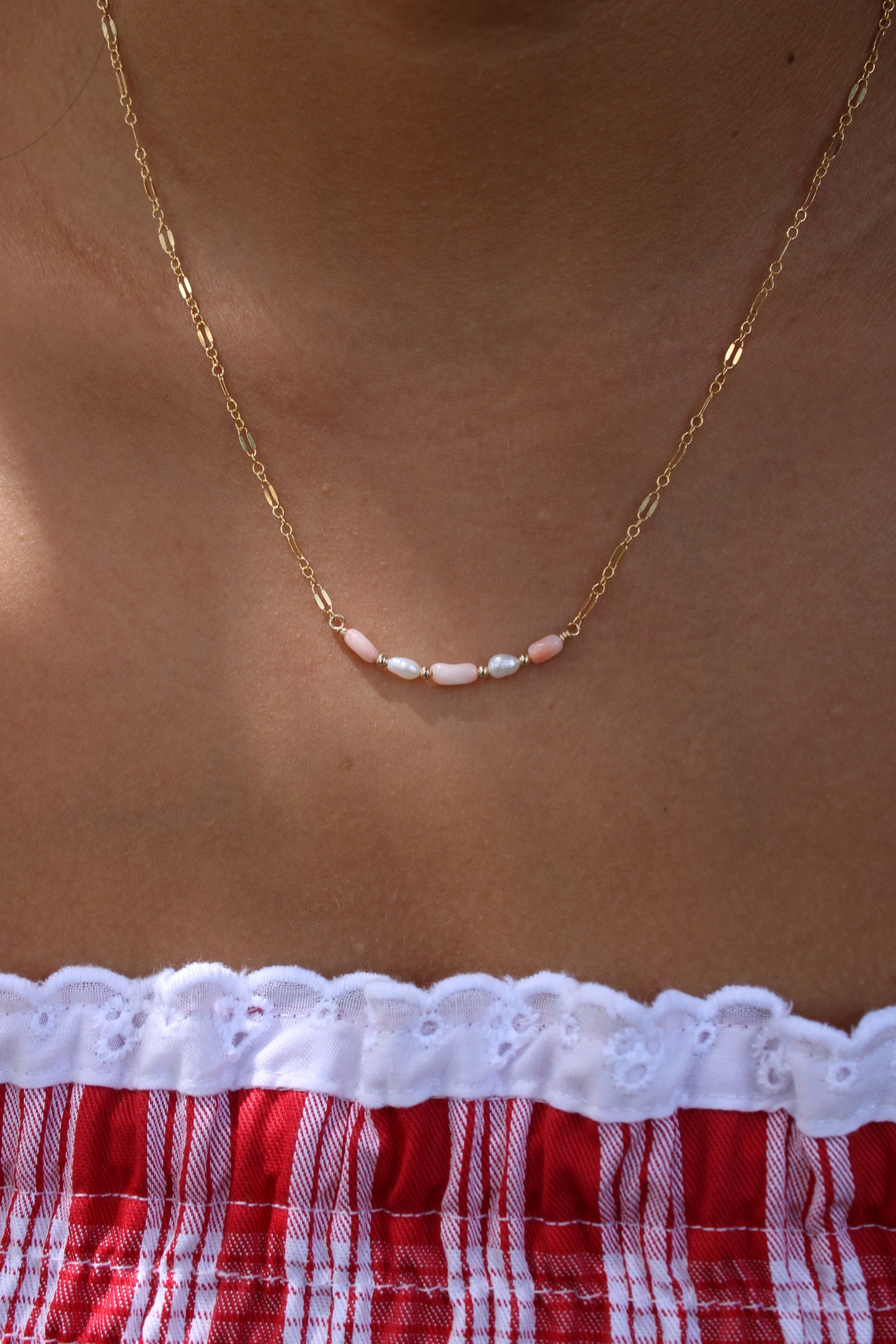 Pink Coral Bar Necklace
