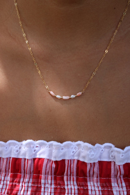 Pink Coral Bar Necklace