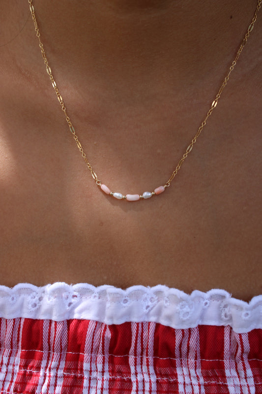 Pink Coral Bar Necklace