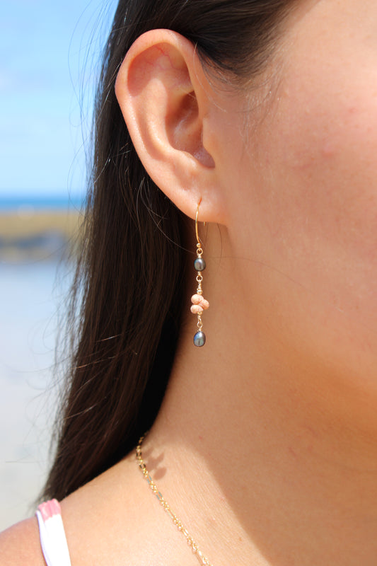 Dainty Kahelelani x Pearl Earrings